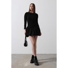 Moda Loris Balon Etekli Elbise - Siyah