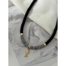 Hercy Mini Balıklı Siyah Beyaz Fimo Kolye