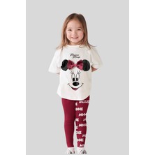 Turuncu Gardrop 2-8 Yaş Karakter Baskı Taytlı Kız Çocuk Takım Bordo