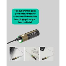 İlanib Ticaret Type-C USB ile Hızlı Şarj Edilebilir Aa Kalem Pil | 1.5V Lityum | Çiftli Paket