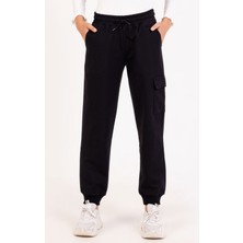 Turuncu Gardrop 6-15 Yaş Komando Cepli Unisex Eşofman Alt Siyah