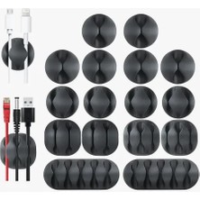 Tuncel Store 16'lı Çok Kanallı Yapışkanlı Kablo Sabitleyici Seti