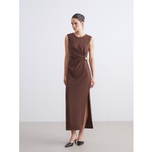 Lc Waikiki Yeni Sezon Bisiklet Yaka Büzgülü Krep Elbise