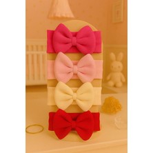 Pico Baby Kız Bebek & Çocuk Fiyonklu Bandana 4'lü Set (Fuşya/pembe/krem/kırmızı)