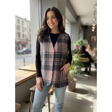 Kadın Orjinal Italyan Ekose Buklet Yelek