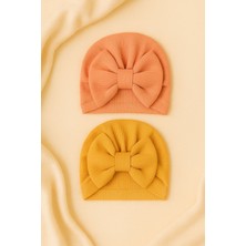 Pico Baby Fiyonklu Bebek Bone 2'li Set- Somon / Hardal