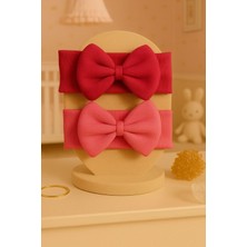 Pico Baby Kız Bebek & Çocuk Fiyonklu Bandana 2'li Set (Fuşya/kırmızı)