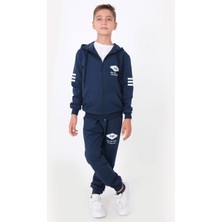 Turuncu Gardrop 11-14 Yaş Fashion Baskılı Kapüşonlu Erkek Çocuk Takım Indigo