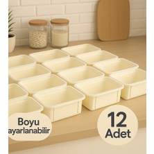 Nesto Home 12'li Set Boyu Ayarlanabilir Çok Amaçlı Çekmece Içi Düzenleyici Kaşıklık ve Bıçaklık Set Küçük Boy