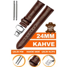 Cobra 24 mm Fossil-Welder-Casio-Seiko-Omega-Armani Saat Uyumlu Klipsli Hakiki Deri Saat Kordonu LS35-24 mm