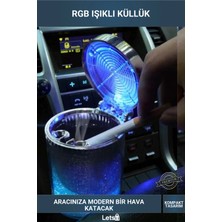 Letsii Rgb Işıklı Kapaklı Kokusuz Araç Içi Küllük