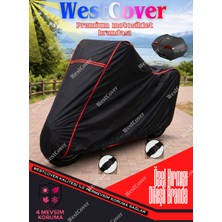 WestCover Yamaha  MT-125 Topcase Uyumlu (Siyah-Kırmızı Dikişli) Reflektörlü Motosiklet Brandası