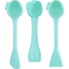 Bolivia's Silikon Yüzey Fırçası, 4'ü 1 Arada Yüz Temizleme Fırçası, Krem Uygulayıcılı Çift Uçlu Yüz Fırçası, Cilt Bakımı ve Masaj Için, 3 Farklı Tasarımlı El Tipi Yüz Fırçası (Yeşil)