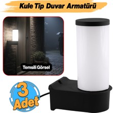 Badem10 (3 Adet) Plastik Sokak Bahçe Kule Aplik Lamba Aydınlatma Bahçe Duvar Armatür E27 Duy Uyumlu 25 cm