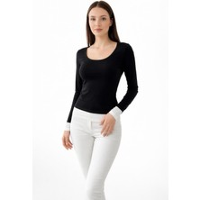 Sagre&Sisters Bisiklet Yaka Slim Fit Pile Detaylı Iki Renk Bluz