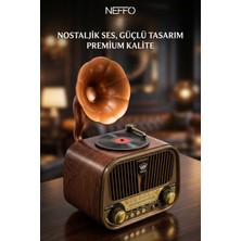 Neffo Nostaljik Gramofon Tasarımlı Bluetooth Hoparlör & Plak Çalar Görünümlü Radyo