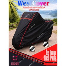 WestCover Kuba Twister 50 Uyumlu (Siyah-Kırmızı Dikişli) Reflektörlü Motosiklet Brandası