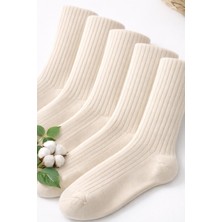 Sky Socks 5li %100 Pamuklu Bio Cotton Doğal Naturel Örgülü Kışlık Kalın Unisex Soket Çorap