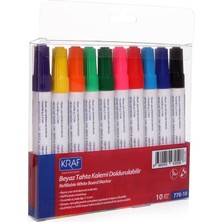 Kraf 770 Doldurulabilir Beyaz Tahta Kalemi 10'lu Set Renkli Kalemler ile Yazma Keyfi