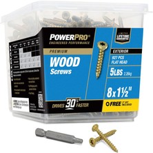 Power Pro 48606 Ahşap Vidalar, 8 x 1-1/2 Inç, Premium Dış Mekan Güverte Vidaları, Paslanmaya Dayanıklı, Epoksi Kaplamalı Bronz, 2,3 kg Tüp, 1015 Adet