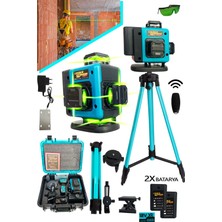 Lieber German Teknoloji 360° 2x Akülü Kumandalı 16 Köşe Tripot Ayaklı 65 Metre Mesafeli Hizalama Lazer Metre