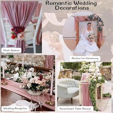 Menamood Şifon Masa Örtüsü, 68.5X305CM Şeffaf Kumaş Romantik Rustik Masa Şeridi, Düğün Masa Örtüsü, Romantik Düğün Dekorasyonu ve Bebek Partileri Için