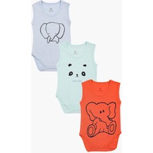 Luggi Baby Yenidoğan - 3 Yaş Bisiklet Yaka Pamuklu Erkek Bebek Çıtçıtlı Atlet Body 3'lü  LG-8140-1