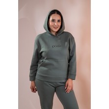 Roxxlen Kadın Büyük Beden Cepli Sweatshirt Antrasit