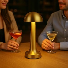 Adalinhome Dokunmatik Renk Değiştiren Şarjlı Mantar Masa Lambası Modern LED Dekoratif Gold Abajur