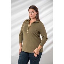 Roxxlen Büyük Beden Çıt Çıt Detaylı Bluz