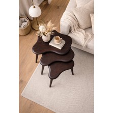 Trihome A+Plus Masif Gürgen Ağacı 3’lü Zigon Sehpa | El Işçiliği Doğal Ahşap Modern Tasarım Modern Yan Sehpa