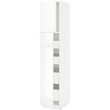 Hobiurun Mutfak boy dolabı, RINGHULT beyaz, 40x60x200 cm, 2 kapaklı ve 4 çekmeceli