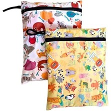 Yorni 2 Adet, 37 x 30 Cm, Summer ve Zoo Desen, Sıvı Geçirmeyen Çok Amaçlı Çanta, Ekonomik Set, Yıkanabilir