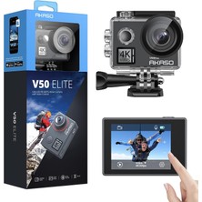 Action Cam 4K60FPS 40M Sualtı Kamera 20MP Wifi Aksiyon Kamerası, Dokunmatik Ekranlı Eıs, 8x Zoom Ses Kumandalı Uzaktan Kumandalı Aksesuar Kiti Spor Kamera (V50)