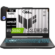 Asus Tuf Gaming A15 FA506NCG-HN265 Ryzen 7 7445HS 16GB Ram 512GB SSD RTX3050 Fhd 144Hz WIN11 Pro 15.6" + Elektropasaj Çanta