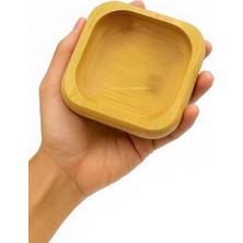 6’lı Kare Sunum ve Servis Kase Seti –%100 Doğal Bambu, 9x9 cm