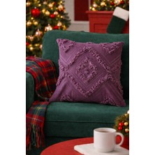Halımax Cloud Peluş Kabartmalı Dekoratif Mor Kırlent Kılıfı Yıkanabilir Tasarım Kılıf 43X43CM 1 Adet