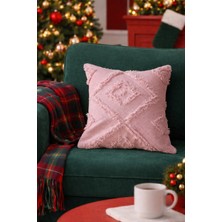 Halımax Cloud Peluş Kabartmalı Dekoratif Pembe Kırlent Kılıfı Yıkanabilir Tasarım Kılıf 43X43CM 1 Adet