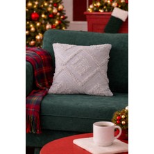 Halımax Cloud Peluş Kabartmalı Dekoratif Gri Kırlent Kılıfı Yıkanabilir Tasarım Kılıf 43X43CM 1 Adet
