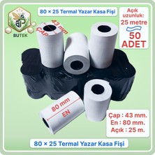Butek 80X25; 50 Adet Rulo; Termal Yazar Kasa Pos Rulosu, Yazar Kasa Fişi