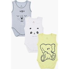Luggi Baby Yenidoğan - 3 Yaş Bisiklet Yaka Pamuklu Erkek Bebek Çıtçıtlı Atlet Body 3'lü  LG-8140-2