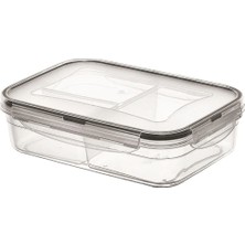 Go İthalat 3 Bölmeli Kilitli Kapaklı 1 Litre Erzak Saklama Kabı LC-510 (5263)