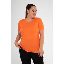 Roxxlen Kadın Büyük Beden Bisiklet Yaka Basic Bluz Yeşil
