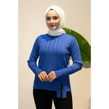 Lale Butik Aksesuar Detaylı Triko Kazak 2007 Saks