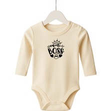 Babytex %100 Pamuk Bebek Body & Zıbın Miniboss Baskılı Zıbın Uzun Kollu Zıbın