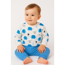 Dinamik çocuk Erkek Bebek Fil Desenli 2’li Takım Sweatshirt ve Eşofman Altı 6-9-12-18AY