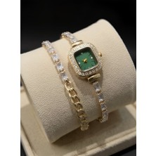 Qulothes Special Zirkon Baget Taş Bileğe Sarmalı Kadın Kol Saati