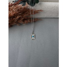 M Miel Kadın Mavi Taş Detay Kutupyıldızı Model Paslanmaz Çelik Kolye