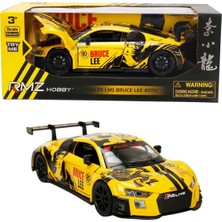 1:32 Sesli ve Işıklı Rmz Hobby Bruce Lee Serisi Die Cast Çek Bırak Model Araba - Sarı Audi R8 Lms Bruce Lee 80TH