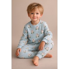Çocuk Hayvan Desenli Pijama Takımı Mavi